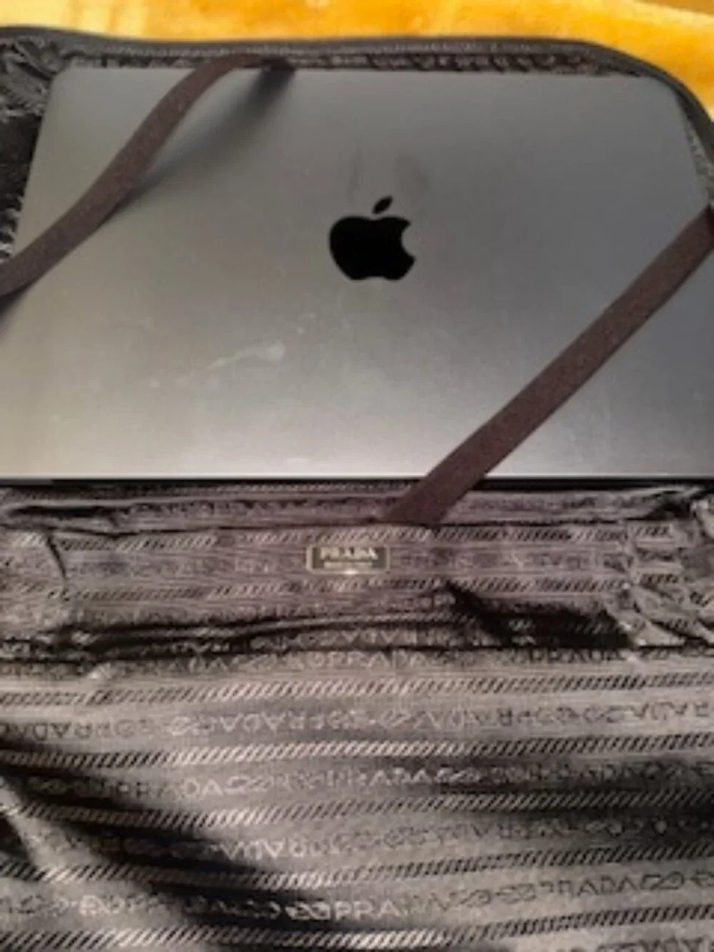 Prada Nylon Laptop Pouch in Brown ($675)